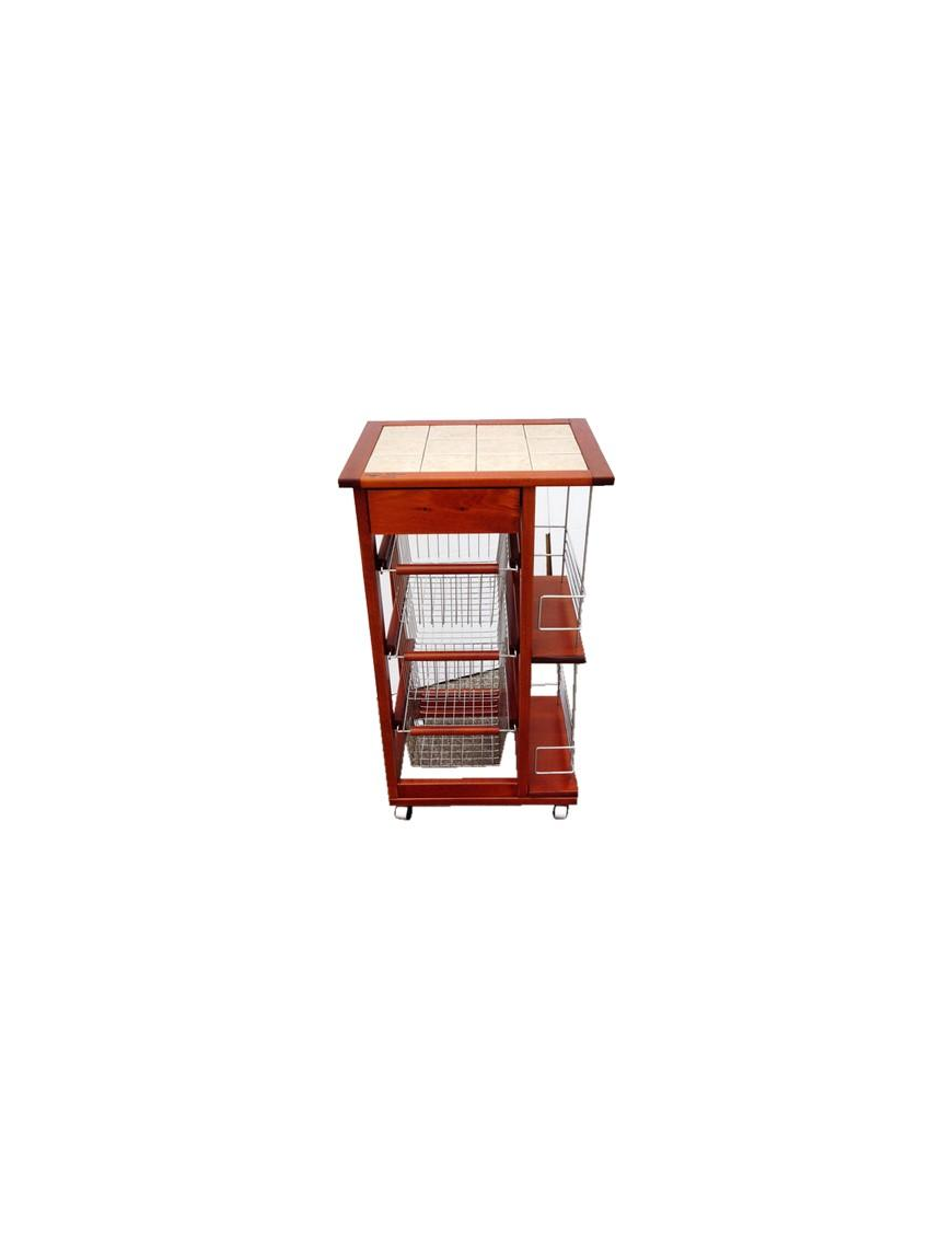CARRELLO CON PORTA BOTTIGLIECILIEGIO 48x38x83