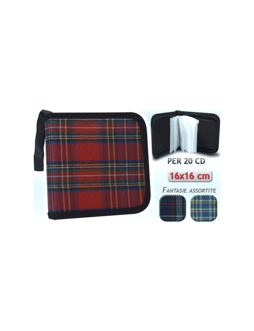 PORTA CD IN TESSUTO SCOZZ. x20CD 16x16$$