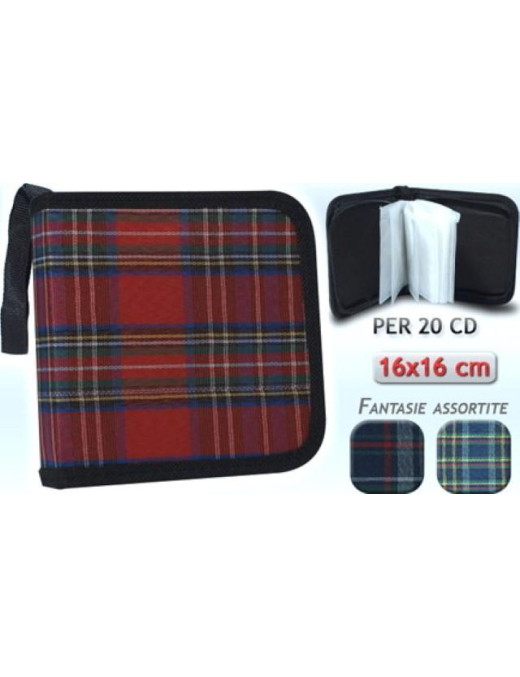 PORTA CD IN TESSUTO SCOZZ. x20CD 16x16$$