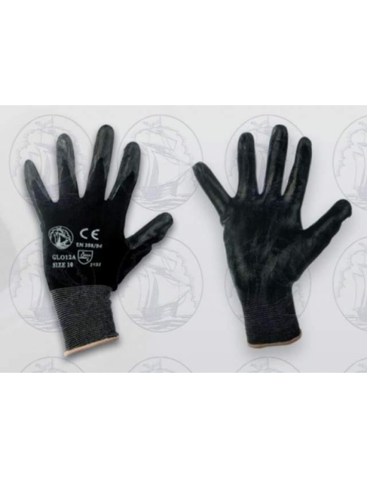 NITRILE WORK GLOVES SIZE 9 BLACK