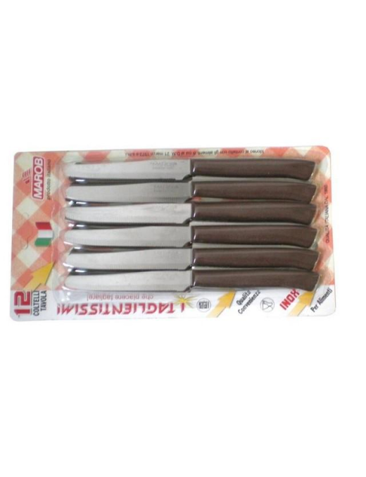 COLTELLI TAVOLA 12 PEZZI MARRONI