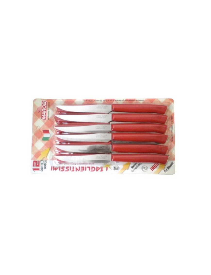 COLTELLI BISTECCA 12 PEZZI ROSSI