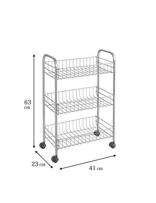 SILVER SCAFFALE 3 PIANI LUGANO 41x26x64 CENTIMETRI