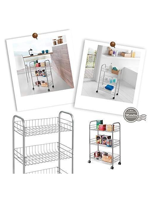 SILVER SHELF 3 TIERS LUGANO 41x26x64 CENTIMETERS