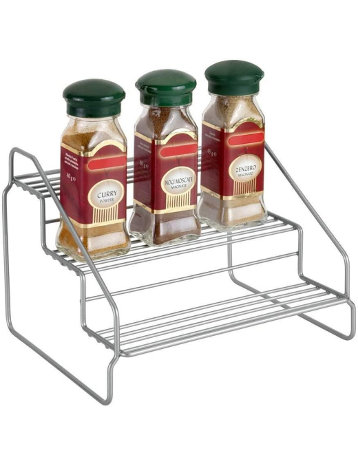 SILVER SPICE RACK 3 TIERS STEPPO