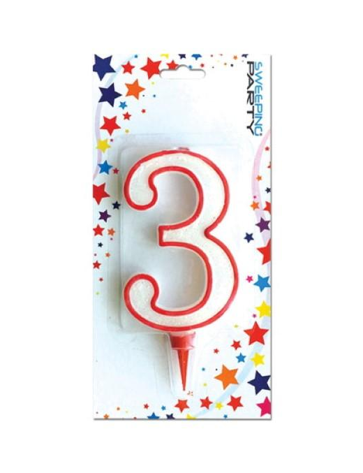 CANDLE NUMERAL GIANT "3" 0286