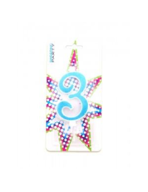 CANDELINA GLITTER BLU N. 3
