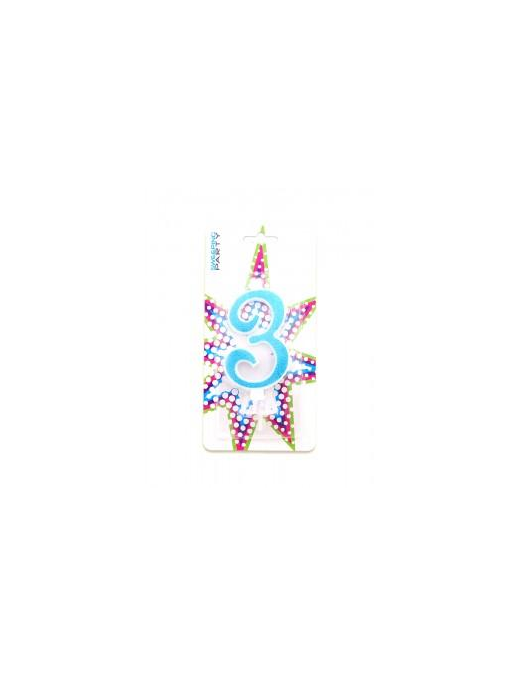 BLUE GLITTER CANDLE N. 3