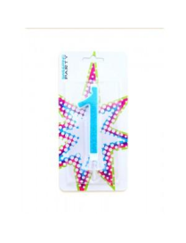 BLUE GLITTER CANDLE N. 1