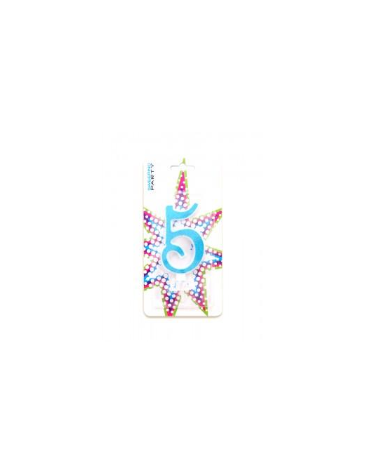 CANDELINA GLITTER BLU N. 5
