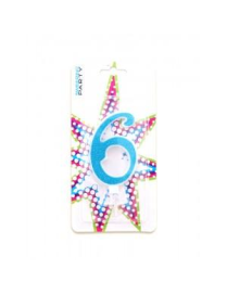 BLUE GLITTER CANDLE N. 6