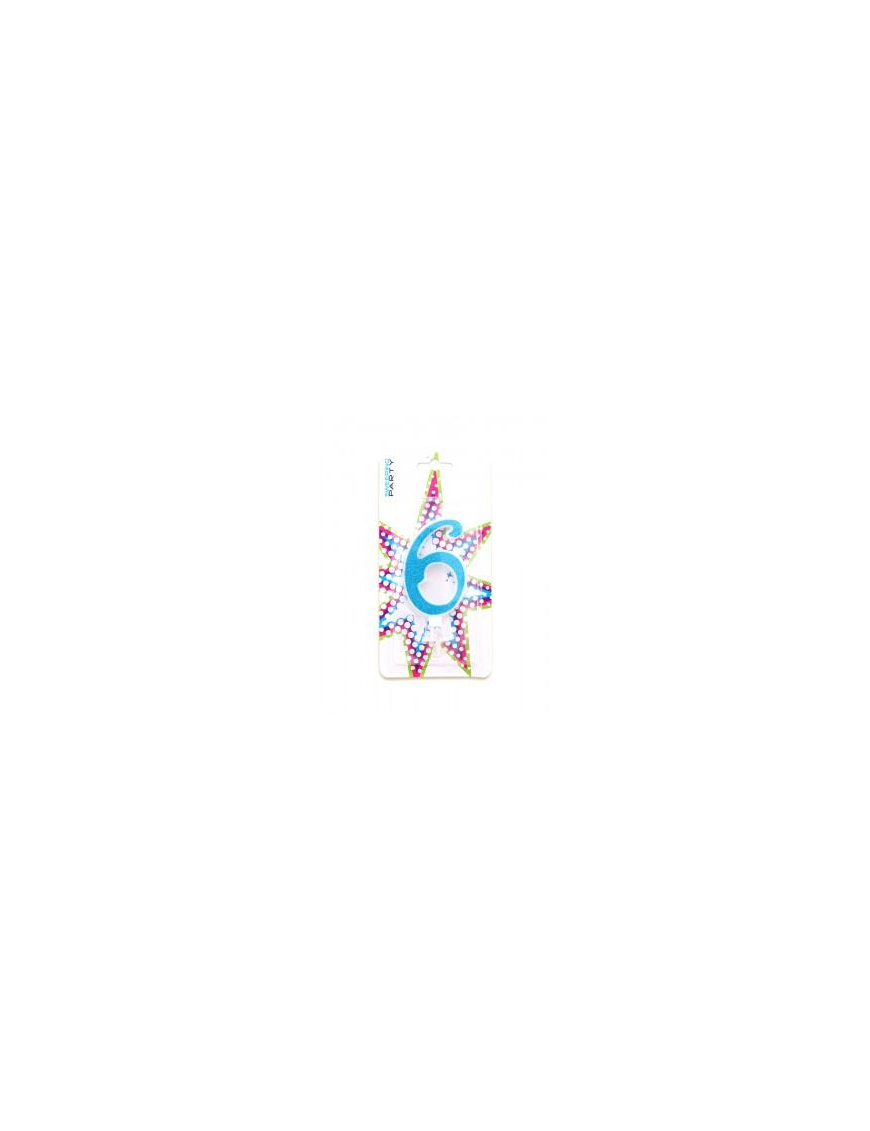 BLUE GLITTER CANDLE N. 6