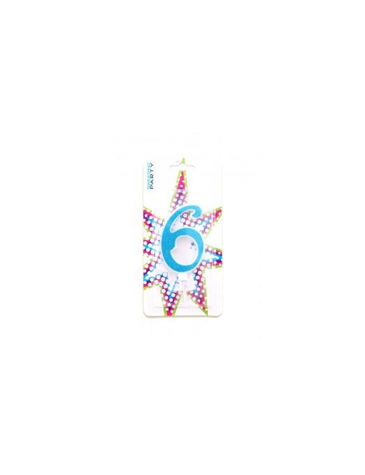 CANDELINA GLITTER BLU N. 6