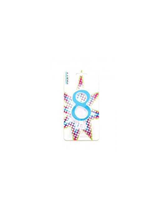 BLUE GLITTER CANDLE N. 8