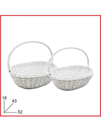 BASKET WITH WHITE HANDLE 2 pieces