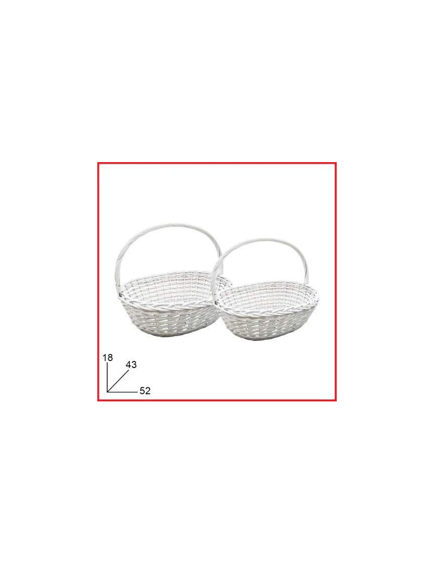 BASKET WITH WHITE HANDLE 2 pieces