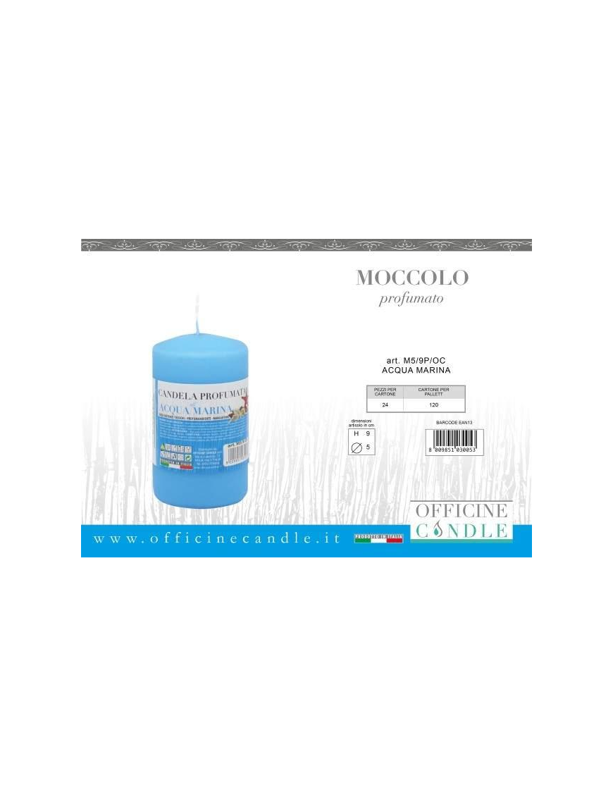 MOCCOLO 5x9 CENTIMETRI ACQUAMARINA