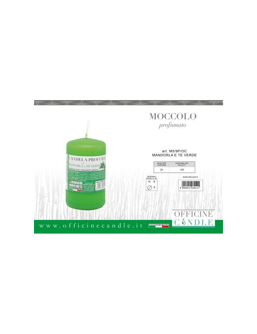 MOCCOLO 5x9 CENTIMETRI MANDORLAeTE VERDE
