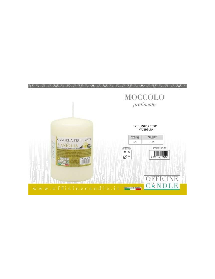 MOCCOLO 6x12 CENTIMETRI VANIGLIA