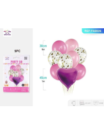 PALLONCINI 9 PEZZI CUORE ROSA