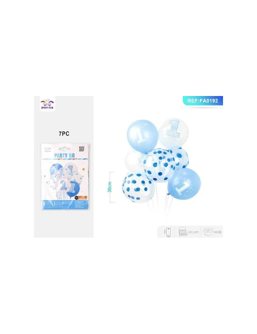 PALLONCINI 7 PEZZI 1ANNO BLU