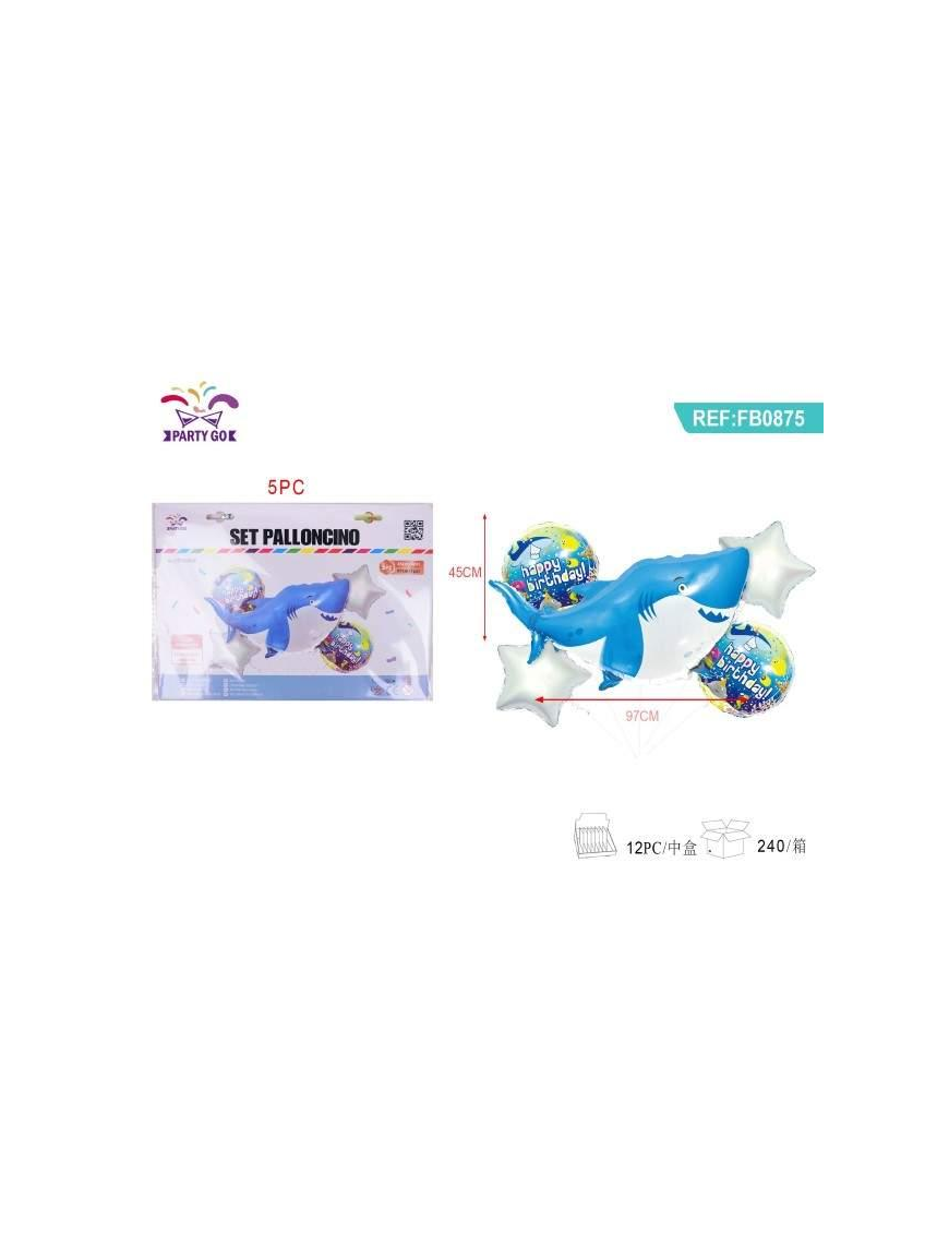 SHARK BALLOONS 5 PIECES