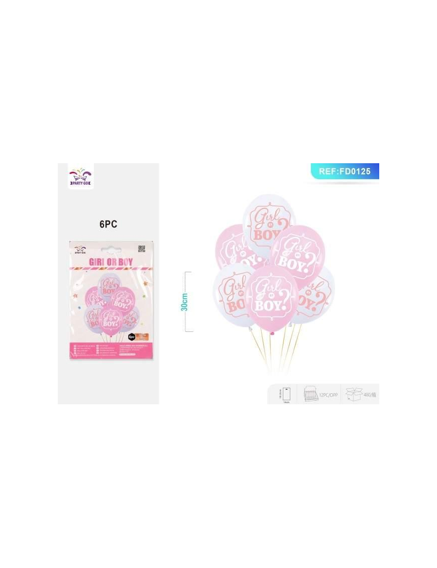 PALLONCINI 6 PEZZI ROSA GIRL o BOY