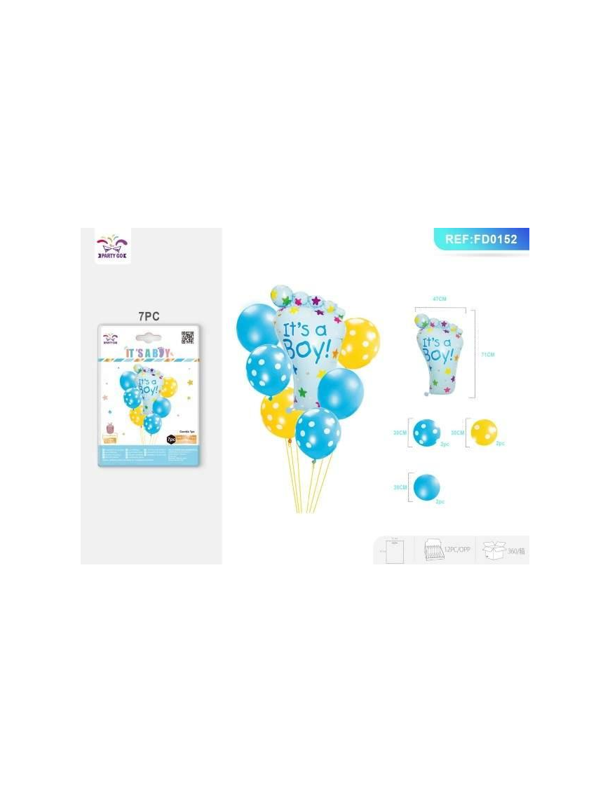 BALLOONS 7 PIECES BLUE FOOT