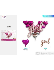 PALLONCINI 15 PEZZI CUORE LOVE ROSA