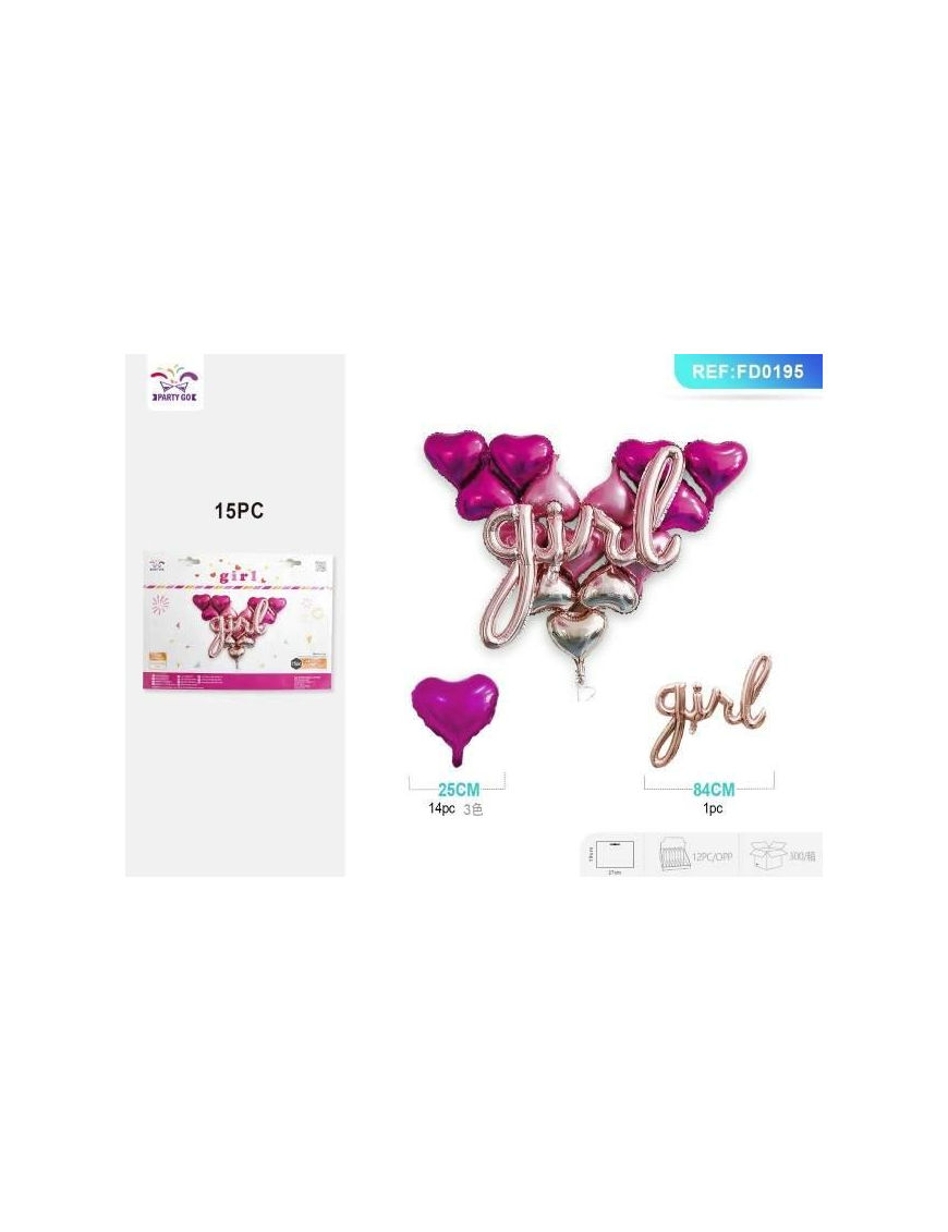 PINK LOVE HEART BALLOONS 15 PIECES