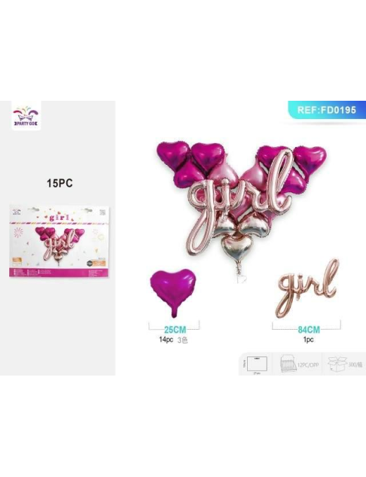 PALLONCINI 15 PEZZI CUORE LOVE ROSA