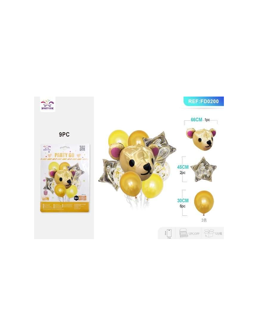 PALLONCINI 9 PEZZI ORSO ORO