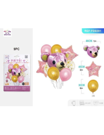 PALLONCINI 9 PEZZI ORSO ROSA