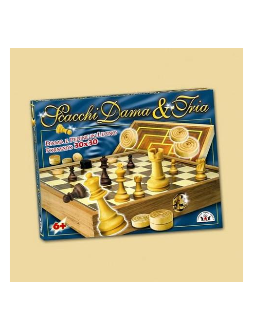 GIOCO DAMA, SCACCHI E TRIA 30x30 CENTIMETRI