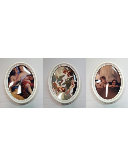 PICTURE WITH LARGE OVAL FRAME ANGELS