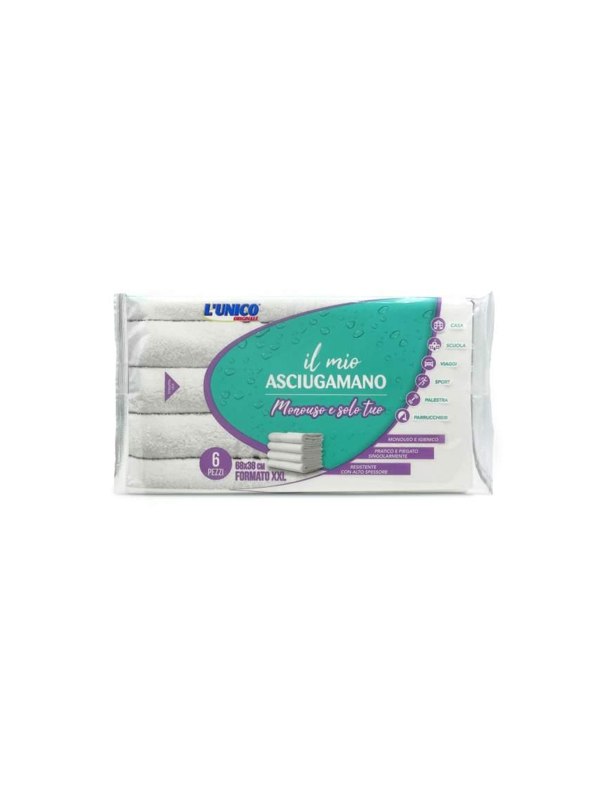 ASCIUGAMANO MONOUSO 68x38 CENTIMETRI 6 PEZZI