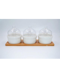 L.BIAN COCOTTE 3pz C/COP+BASE LEGNO $$