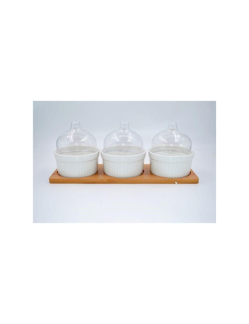 L.BIAN COCOTTE 3pz C/COP+BASE LEGNO $$