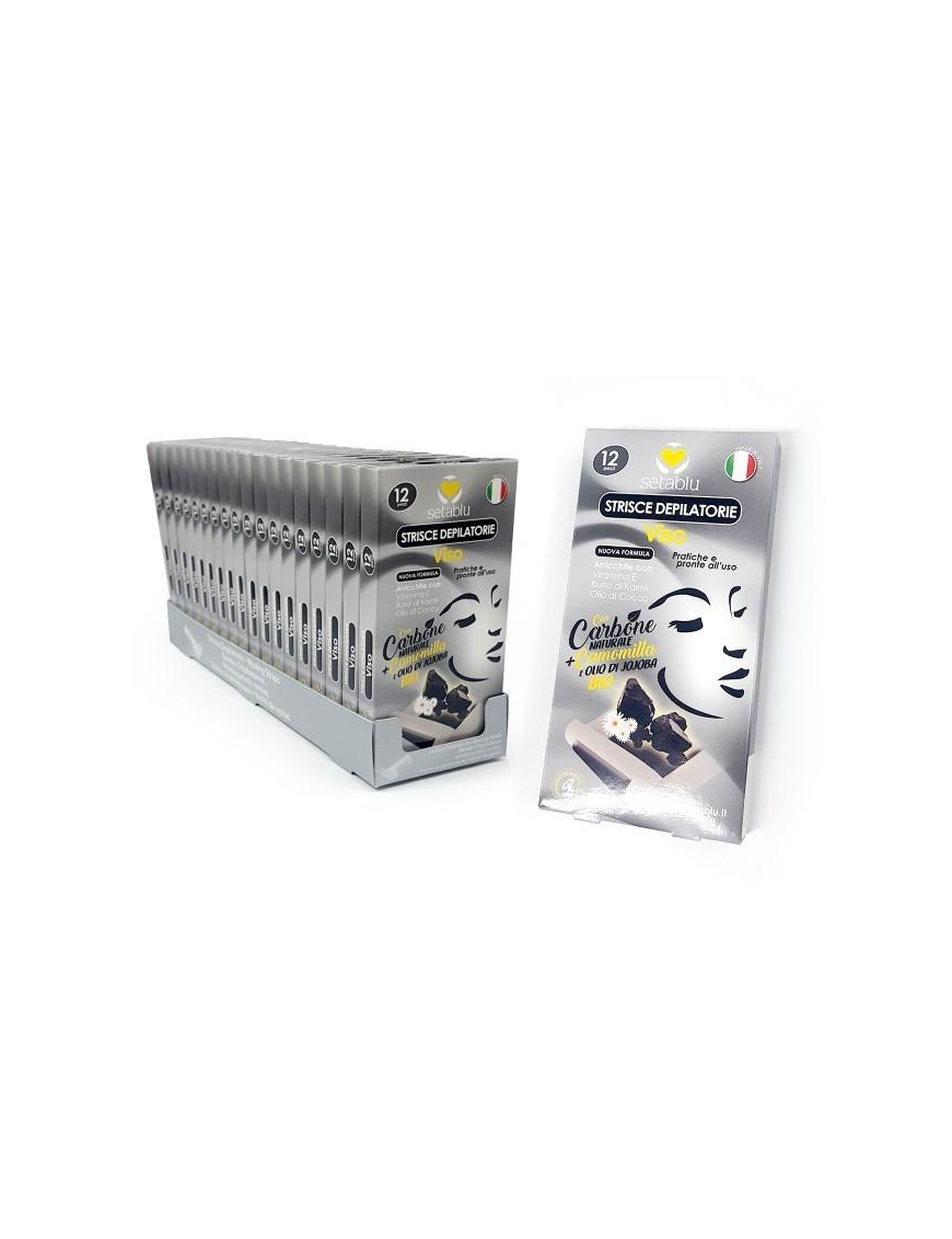 LINEA DEPILAZIONE STRISCE DEPILATORIE CARBONE VISO 12 PEZZI