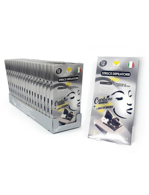LINEA DEPILAZIONE STRISCE DEPILATORIE CARBONE VISO 12 PEZZI