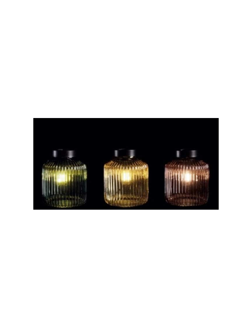 GLASS LANTERN+LED 18x21 CENTIMETERS