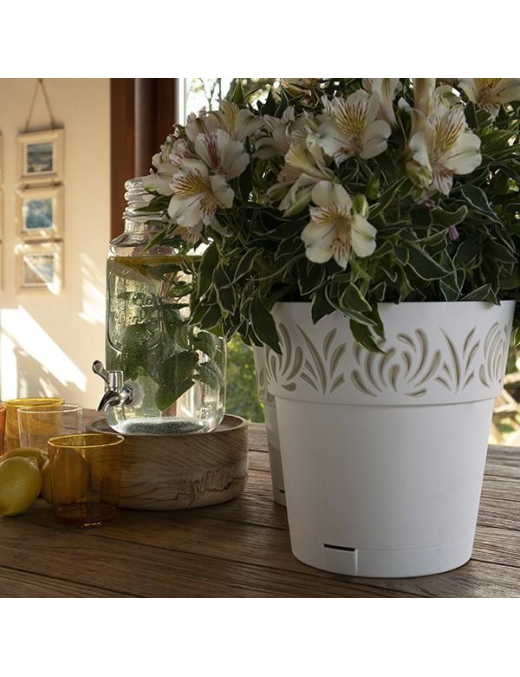 VASO GAIA diametro 25 BEIGE CON RISERVA ACQUA