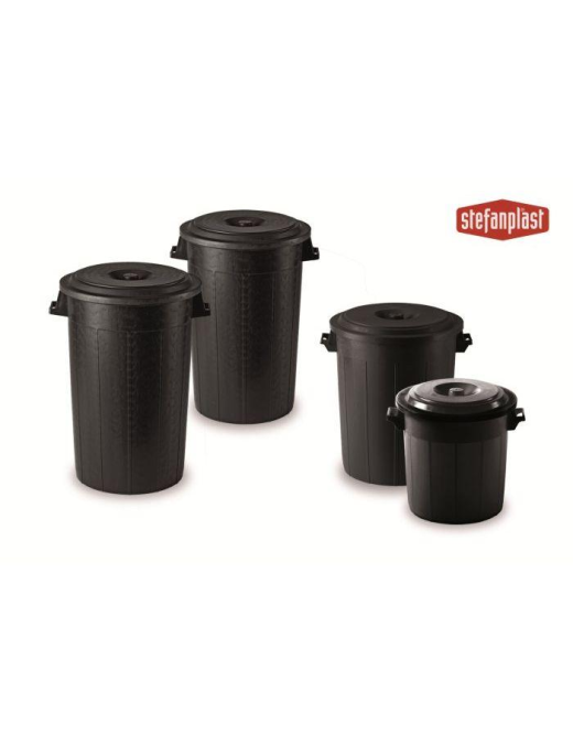 BIDONE NERO 70lt CON COPERCHIO