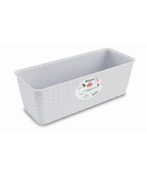 FIORIERA NATURAL 40cm BIANCO CON RISERVA ACQUA