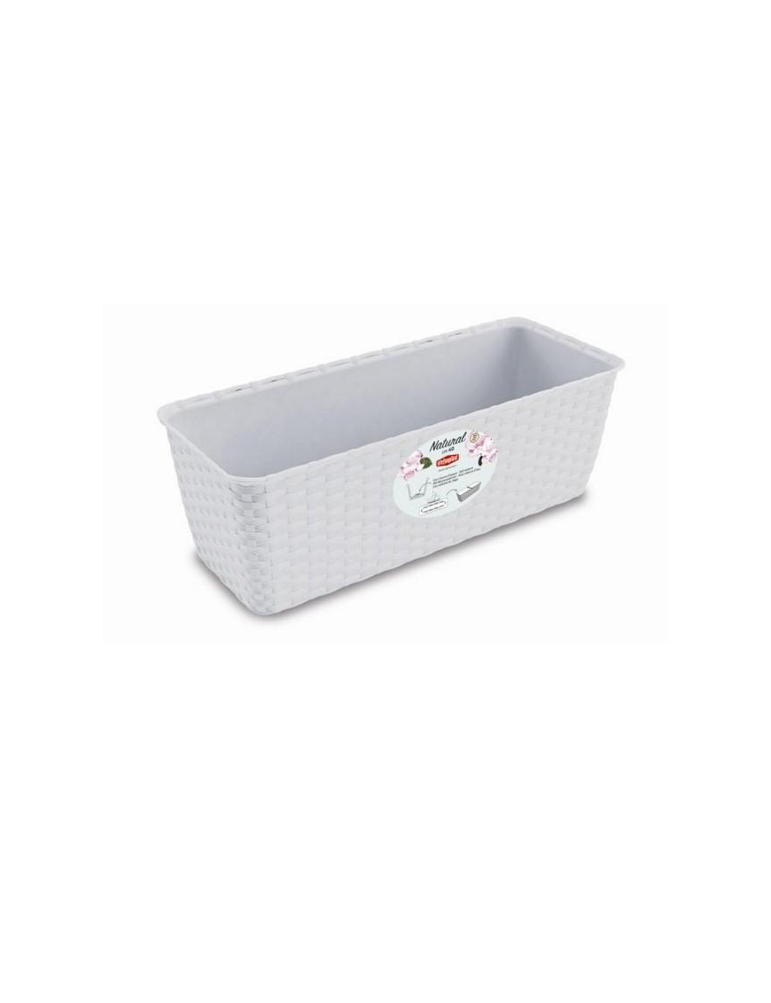 FIORIERA NATURAL 40cm BIANCO CON RISERVA ACQUA