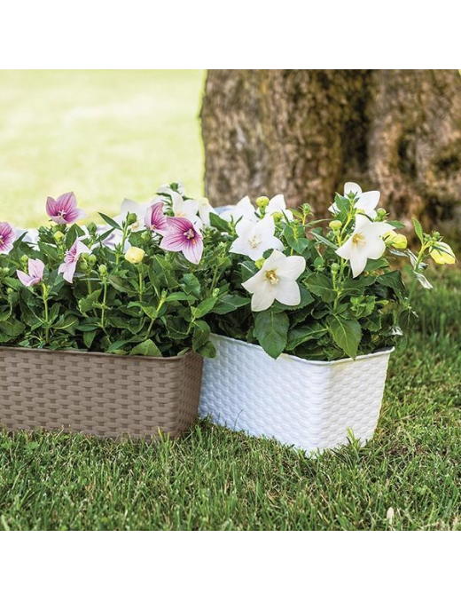 NATURAL PLANTER 40cm WHITE WITH WATER RESERVE