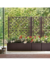 DELUXE PLANTER WITH ESPALIER 43x43x142cm BROWN