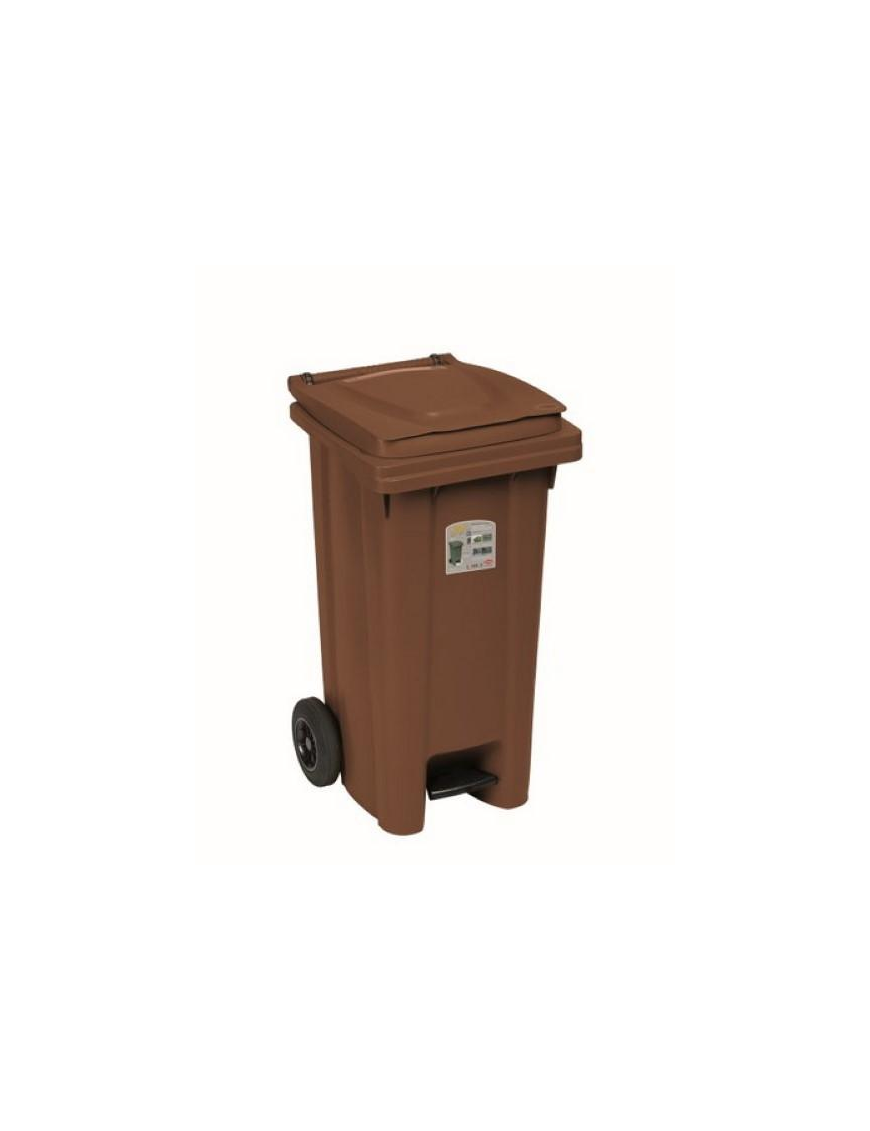 CONTENITORE 120lt CON PEDALE MARRONE