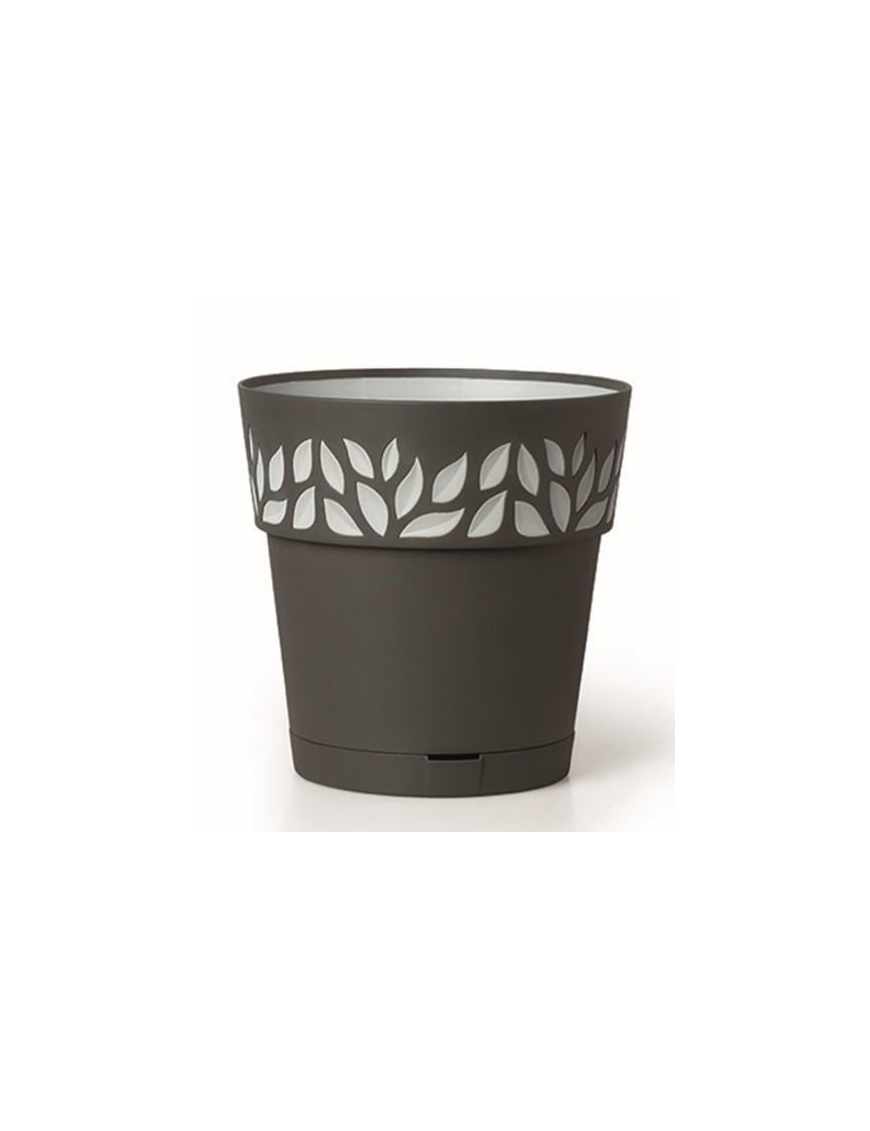 CLOE VASE diameter 25 GRAPHITE WITH WATER RESERVE