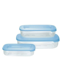 FRIGO BOX RETTANGOLARE 3 PEZZI TRASPARENTE AZZURRO